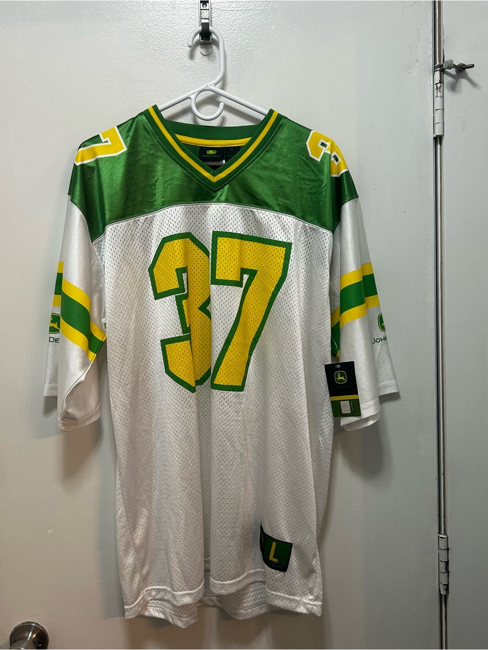 John Deere Green, Yellow & White Mesh Jersey with 37 Graphic
